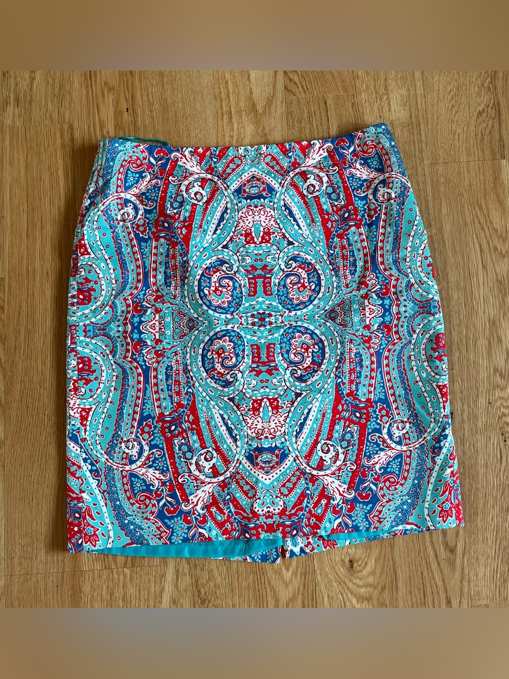 Jones New York Signature Women's Paisley Pencil Knee Skirt Lined Stretch 8